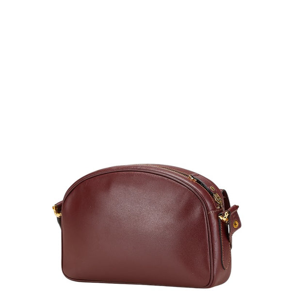 カルティエ マストライン 斜め掛け ショルダーバッグ ワインレッド ボルドー レザー レディース CARTIER 【中古】