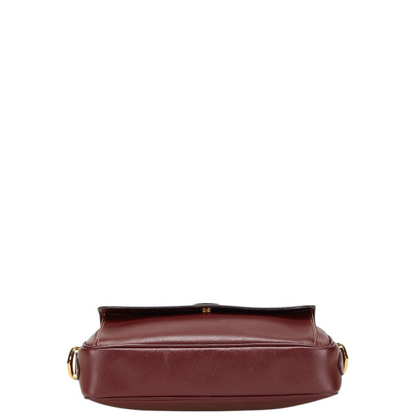 カルティエ マストライン 斜め掛け ショルダーバッグ ワインレッド ボルドー レザー レディース CARTIER 【中古】