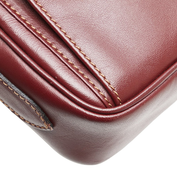 カルティエ マストライン 斜め掛け ショルダーバッグ ワインレッド ボルドー レザー レディース CARTIER 【中古】
