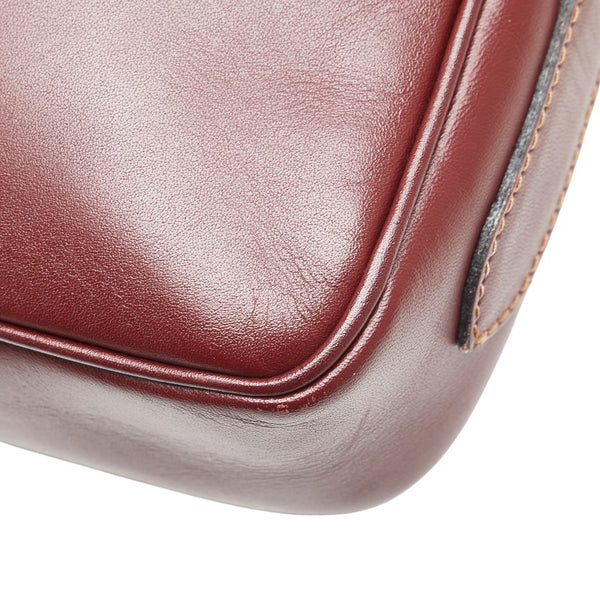 カルティエ マストライン 斜め掛け ショルダーバッグ ワインレッド ボルドー レザー レディース CARTIER 【中古】