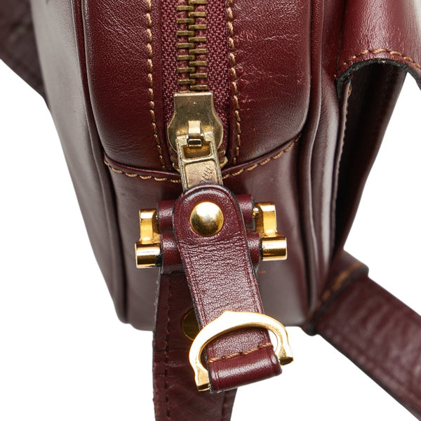 カルティエ マストライン 斜め掛け ショルダーバッグ ワインレッド ボルドー レザー レディース CARTIER 【中古】