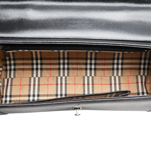 バーバリー ノバチェック ハンドバッグ ブラック レザー レディース BURBERRY 【中古】