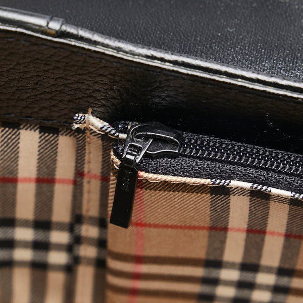 バーバリー ノバチェック ハンドバッグ ブラック レザー レディース BURBERRY 【中古】