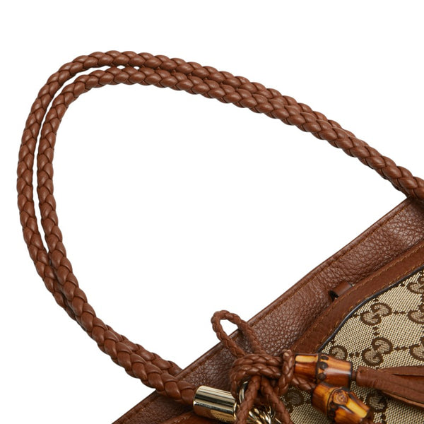 グッチ GGキャンバス バンブー タッセル ショルダーバッグ トートバッグ 269945 ベージュ ブラウン キャンバス レザー レディース GUCCI 【中古】