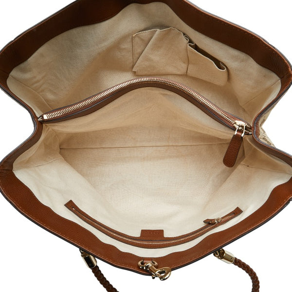 グッチ GGキャンバス バンブー タッセル ショルダーバッグ トートバッグ 269945 ベージュ ブラウン キャンバス レザー レディース GUCCI 【中古】