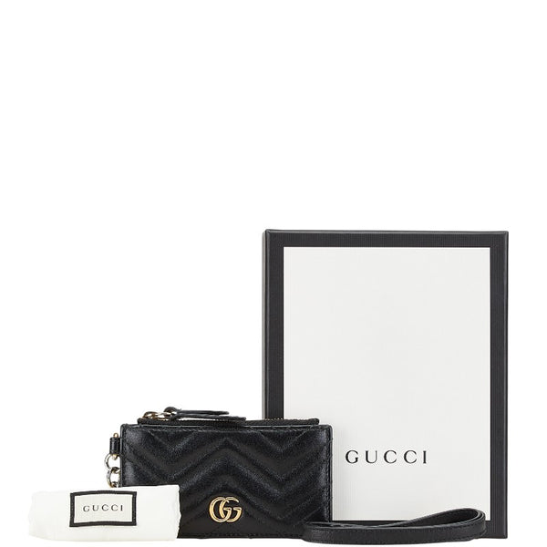 グッチ GGマーモント カードケース コインケース ブラック レザー レディース GUCCI 【中古】