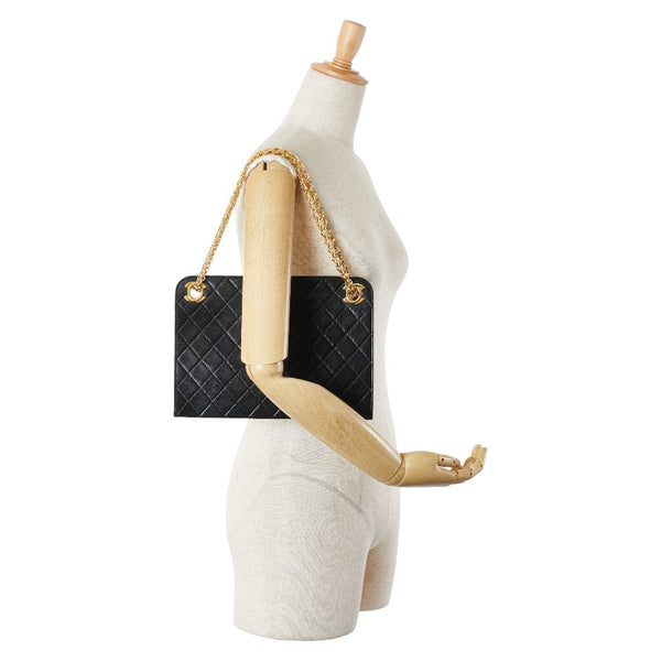 シャネル マトラッセ ココマーク チェーン ショルダーバッグ ブラック ラムスキン レディース CHANEL 【中古】