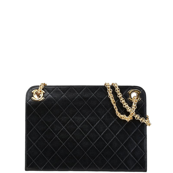 シャネル マトラッセ ココマーク チェーン ショルダーバッグ ブラック ラムスキン レディース CHANEL 【中古】