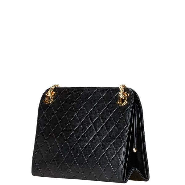 シャネル マトラッセ ココマーク チェーン ショルダーバッグ ブラック ラムスキン レディース CHANEL 【中古】