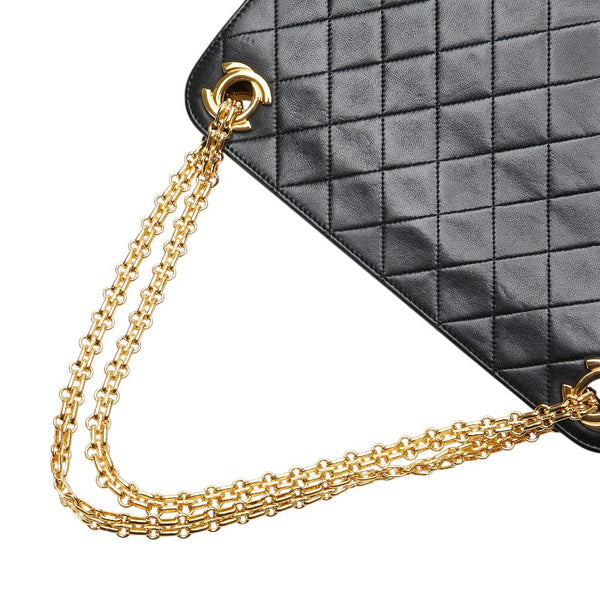 シャネル マトラッセ ココマーク チェーン ショルダーバッグ ブラック ラムスキン レディース CHANEL 【中古】