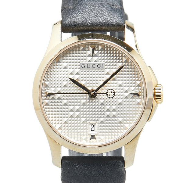 グッチ Gタイムレス 腕時計 126.5 クオーツ シルバー文字盤 ステンレススチール レザー レディース GUCCI 【中古】