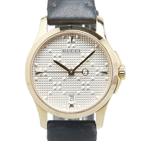 グッチ Gタイムレス 腕時計 126.5 クオーツ シルバー文字盤 ステンレススチール レザー レディース GUCCI 【中古】