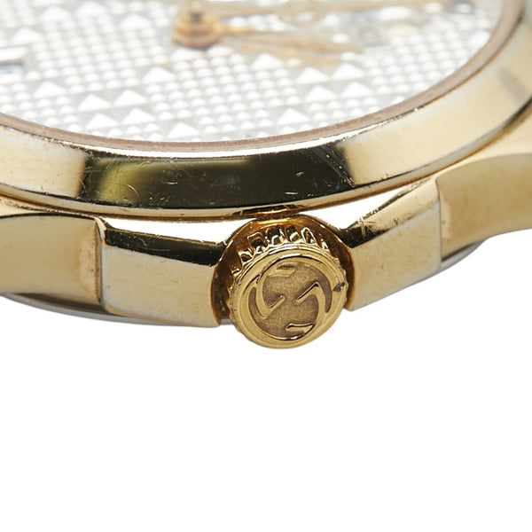 グッチ Gタイムレス 腕時計 126.5 クオーツ シルバー文字盤 ステンレススチール レザー レディース GUCCI 【中古】