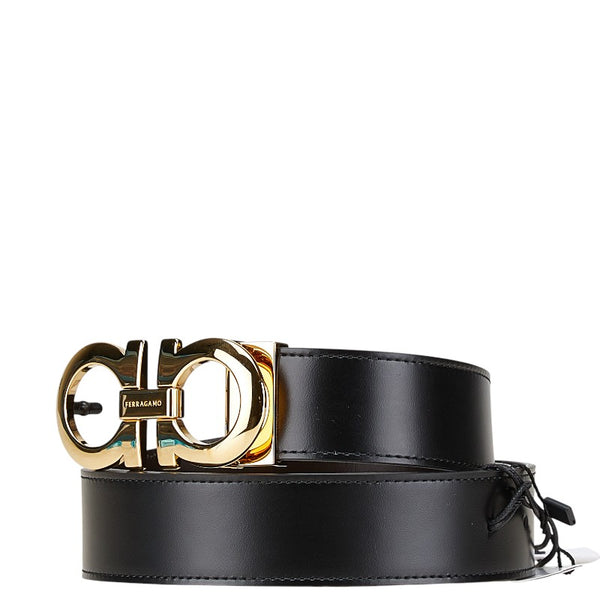 サルヴァトーレフェラガモ ダブルガンチーニ リバーシブル ベルト 0586940 ブラック ブラウン レザー メンズ Salvatore Ferragamo 【中古】