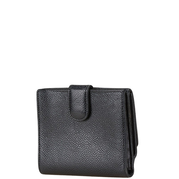 シャネル ココマーク Wホック 二つ折り財布 A13496 ブラック キャビアスキン レディース CHANEL 【中古】