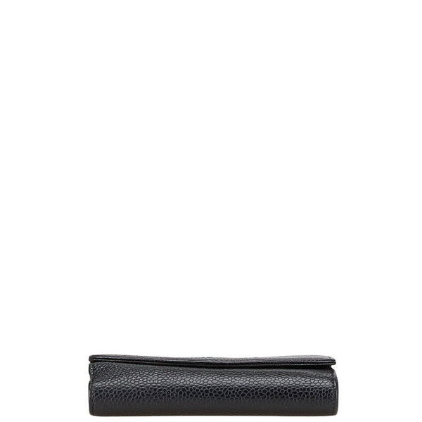 シャネル ココマーク Wホック 二つ折り財布 A13496 ブラック キャビアスキン レディース CHANEL 【中古】