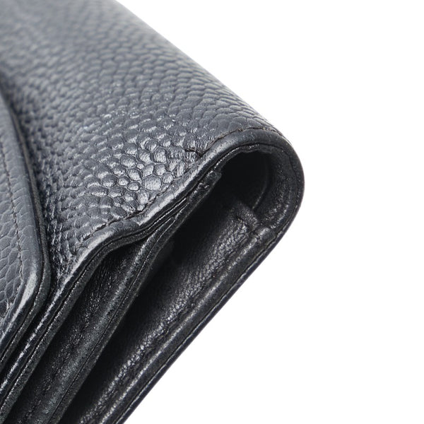 シャネル ココマーク Wホック 二つ折り財布 A13496 ブラック キャビアスキン レディース CHANEL 【中古】