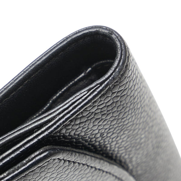 シャネル ココマーク Wホック 二つ折り財布 A13496 ブラック キャビアスキン レディース CHANEL 【中古】