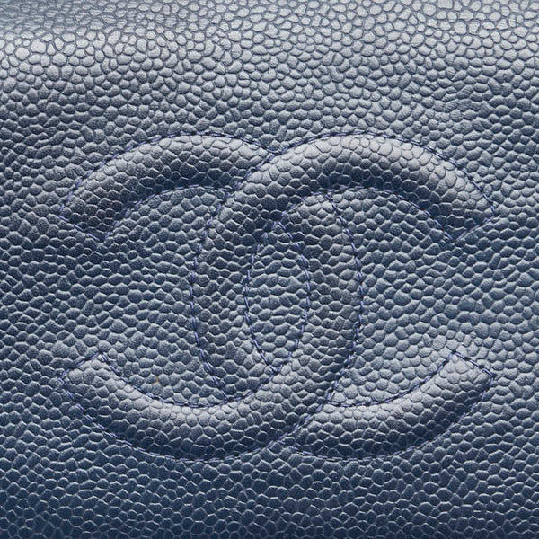 シャネル ココマーク 長財布 ネイビー キャビアスキン レディース CHANEL 【中古】