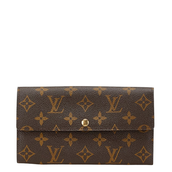 ルイ ヴィトン モノグラム ポルト モネ クレディ 長財布 M61725 ブラウン PVC レザー レディース LOUIS VUITTON 【中古】