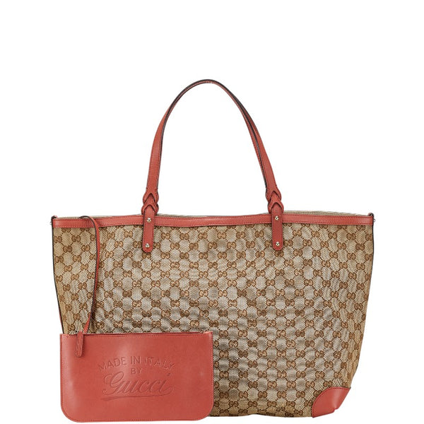 グッチ GGキャンバス トートバッグ ショルダーバッグ 247207 ベージュ ピンク キャンバス レザー レディース GUCCI 【中古】