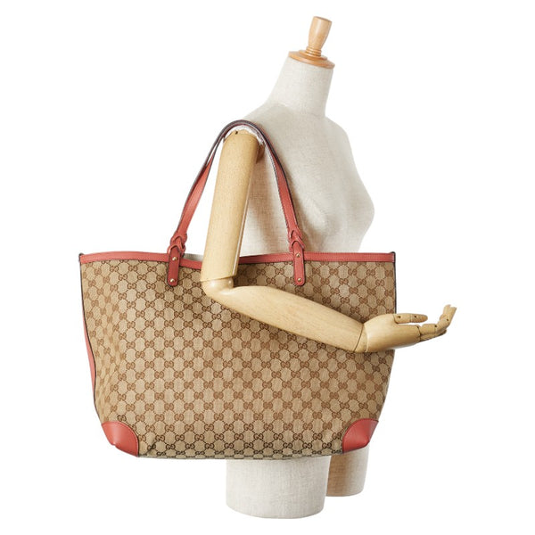 グッチ GGキャンバス トートバッグ ショルダーバッグ 247207 ベージュ ピンク キャンバス レザー レディース GUCCI 【中古】