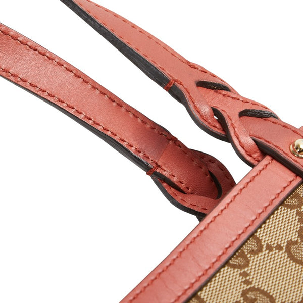 グッチ GGキャンバス トートバッグ ショルダーバッグ 247207 ベージュ ピンク キャンバス レザー レディース GUCCI 【中古】