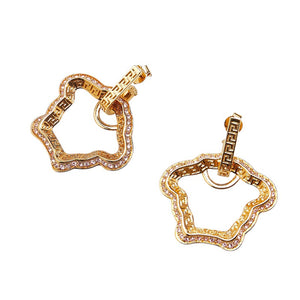 ヴェルサーチェ メデューサ グレカ ラインストーン ピアス ゴールド パープル メッキ レディース VERSACE 【中古】