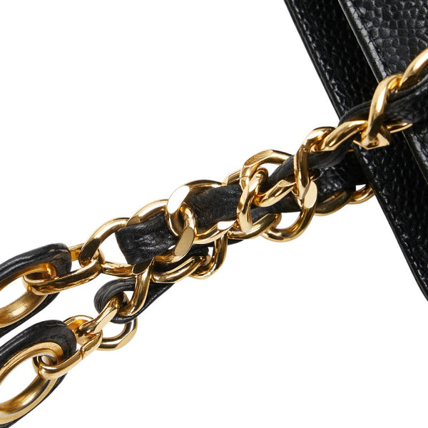 シャネル トリプル ココマーク チェーン トートバッグ ショルダーバッグ ブラック キャビアスキン レディース CHANEL 【中古】