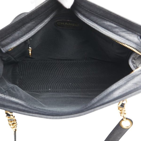 シャネル トリプル ココマーク チェーン トートバッグ ショルダーバッグ ブラック キャビアスキン レディース CHANEL 【中古】