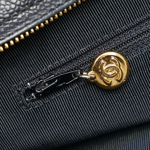 シャネル トリプル ココマーク チェーン トートバッグ ショルダーバッグ ブラック キャビアスキン レディース CHANEL 【中古】