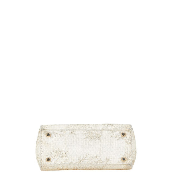 ディオール レディディオール D-LITE ミディアム ハンドバッグ ホワイト ゴールド キャンバス レディース Dior 【中古】