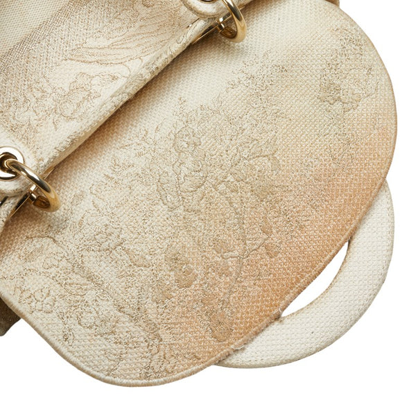 ディオール レディディオール D-LITE ミディアム ハンドバッグ ホワイト ゴールド キャンバス レディース Dior 【中古】