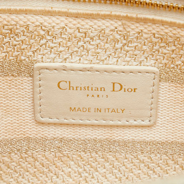 ディオール レディディオール D-LITE ミディアム ハンドバッグ ホワイト ゴールド キャンバス レディース Dior 【中古】