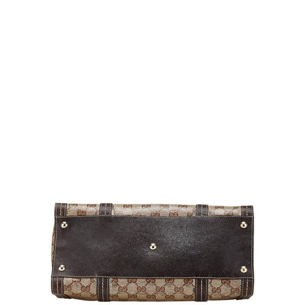 グッチ GGクリスタル リボン モチーフ ハンドバッグ 181490 ブラウン レザー PVC レディース GUCCI 【中古】