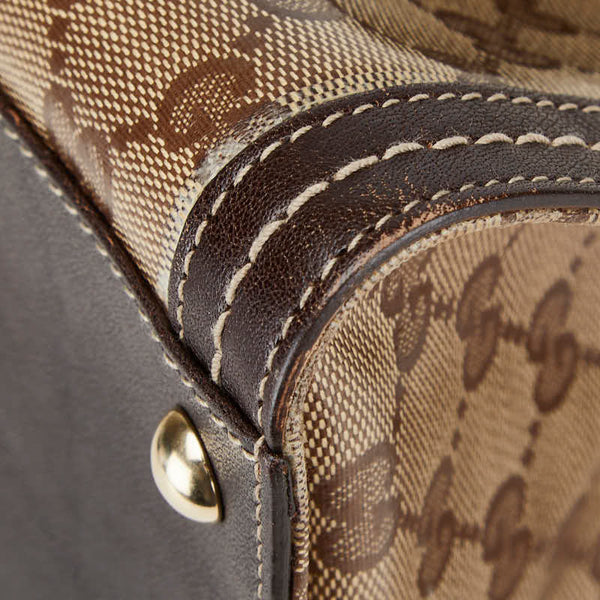 グッチ GGクリスタル リボン モチーフ ハンドバッグ 181490 ブラウン レザー PVC レディース GUCCI 【中古】