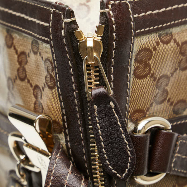 グッチ GGクリスタル リボン モチーフ ハンドバッグ 181490 ブラウン レザー PVC レディース GUCCI 【中古】