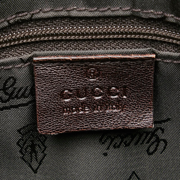 グッチ GGクリスタル リボン モチーフ ハンドバッグ 181490 ブラウン レザー PVC レディース GUCCI 【中古】