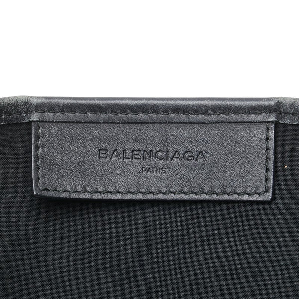バレンシアガ ロゴ ハンドバッグ トートバッグ ホワイト ブラック キャンバス レザー レディース BALENCIAGA 【中古】