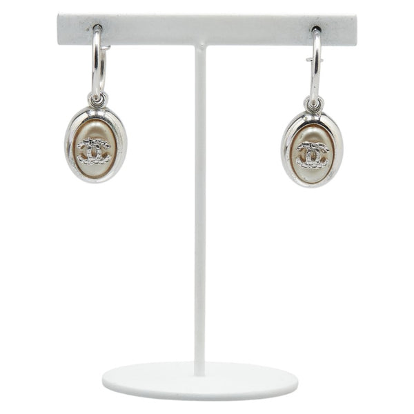 シャネル ココマーク フープ ピアス シルバー メタル フェイクパール レディース CHANEL 【中古】