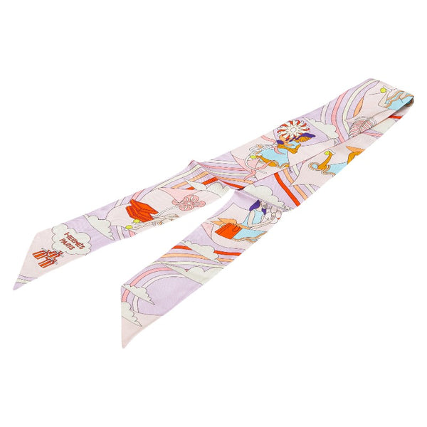 エルメス ツイリー CARRES VOLANTS 空飛ぶカレ スカーフ ライトパープル マルチカラー シルク レディース HERMES 【中古】