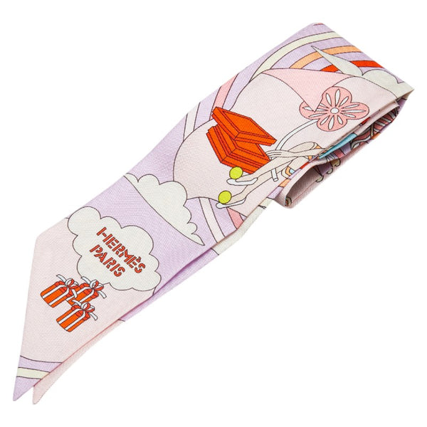 エルメス ツイリー CARRES VOLANTS 空飛ぶカレ スカーフ ライトパープル マルチカラー シルク レディース HERMES 【中古】