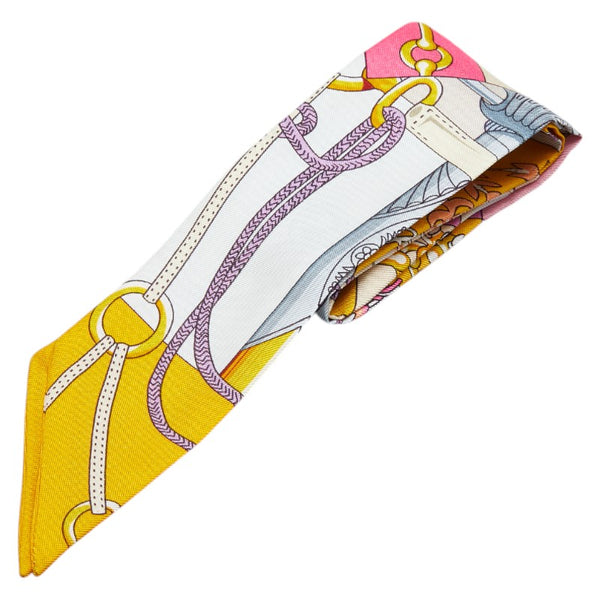 エルメス ツイリー Cliquetis スカーフ ホワイト マルチカラー レディース HERMES 【中古】