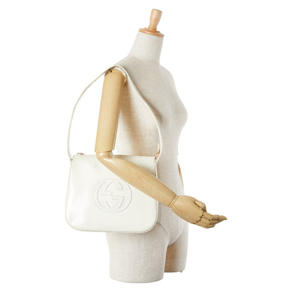 グッチ インターロッキングG ハンドバッグ 001 1364 ホワイト レザー レディース GUCCI 【中古】