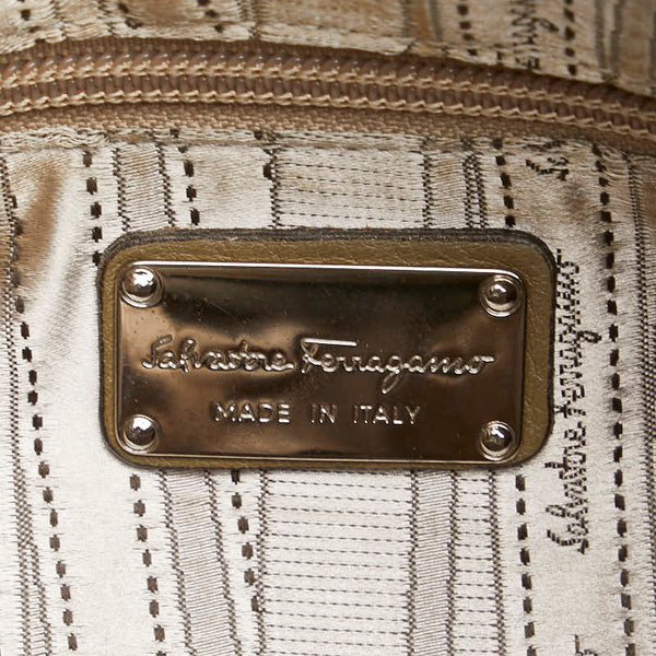 サルヴァトーレフェラガモ ガンチーニ マリッサ ハンドバッグ ベージュ レザー レディース Salvatore Ferragamo 【中古】