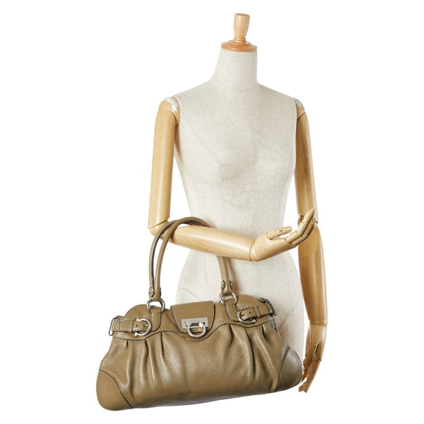 サルヴァトーレフェラガモ ガンチーニ マリッサ ハンドバッグ ベージュ レザー レディース Salvatore Ferragamo 【中古】