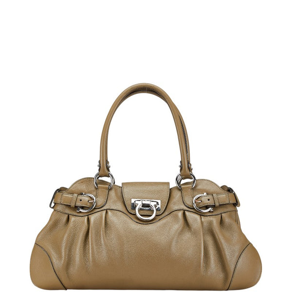 サルヴァトーレフェラガモ ガンチーニ マリッサ ハンドバッグ ベージュ レザー レディース Salvatore Ferragamo 【中古】