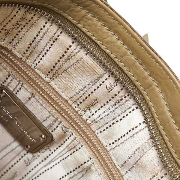 サルヴァトーレフェラガモ ガンチーニ マリッサ ハンドバッグ ベージュ レザー レディース Salvatore Ferragamo 【中古】