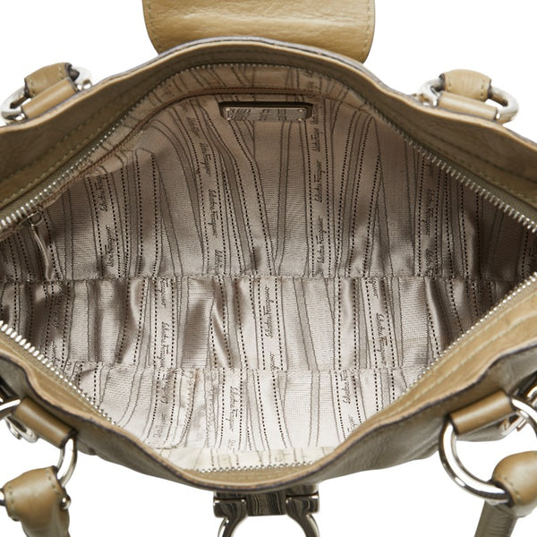 サルヴァトーレフェラガモ ガンチーニ マリッサ ハンドバッグ ベージュ レザー レディース Salvatore Ferragamo 【中古】