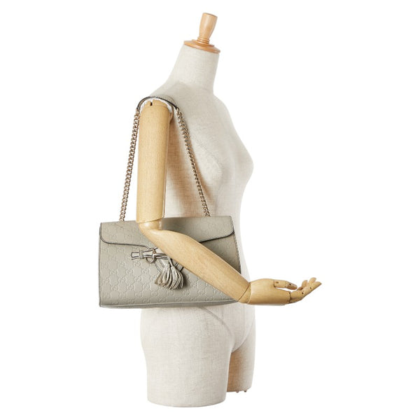 グッチ グッチシマ エミリー ホースビット チェーン ショルダーバッグ 295402 アイボリー ベージュ レザー レディース GUCCI 【中古】